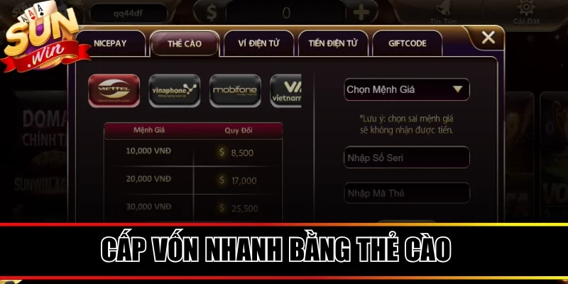 Cấp vốn đơn giản nhanh chóng bằng thẻ cào