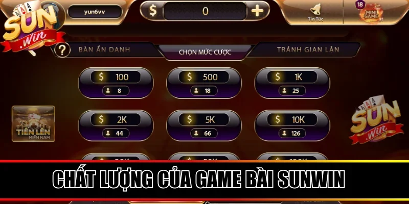 Chất lượng vượt trội khi đánh bài ăn tiền Sunwin